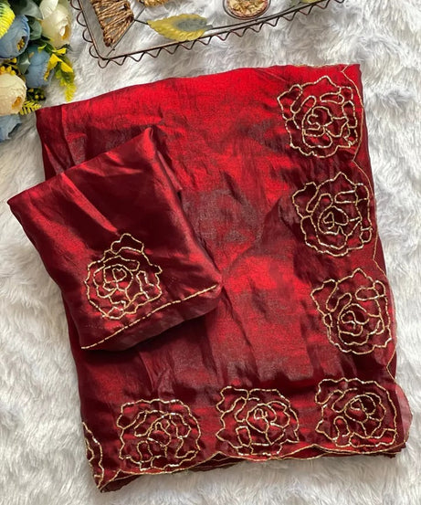 Beautiful Wedding Special Heavy Soft Satin Silk Saree,Party Festival Sari