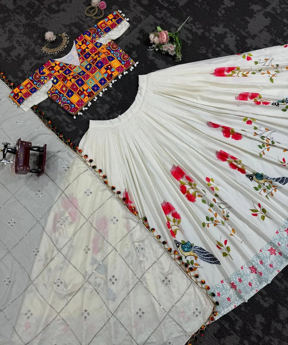 Rayon Digital Print Lehenga Blouse & Dupatta