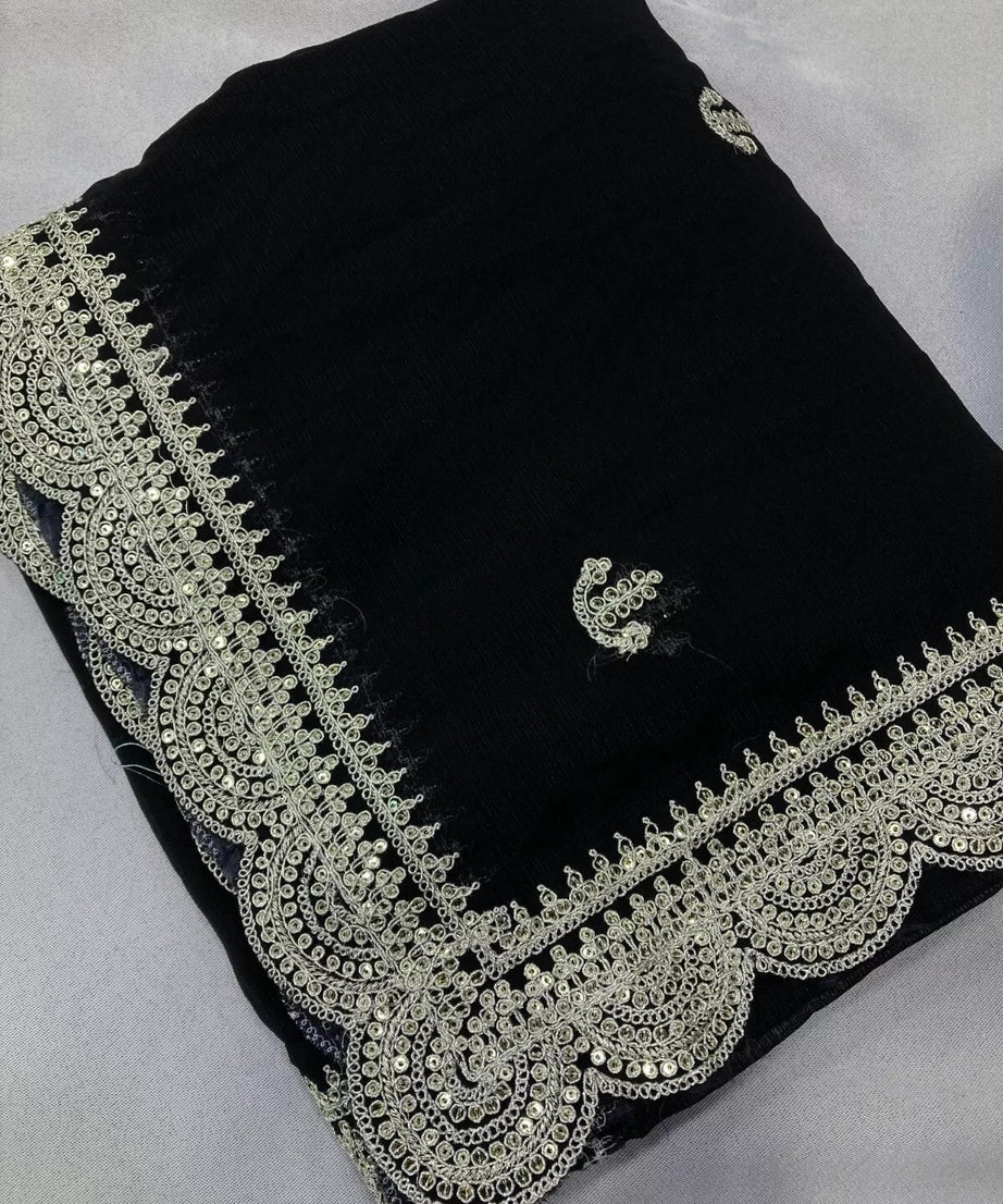 Traditional Party Zomato Chiffon Silk Saree, Wedding Bollywood Sari & Blouse