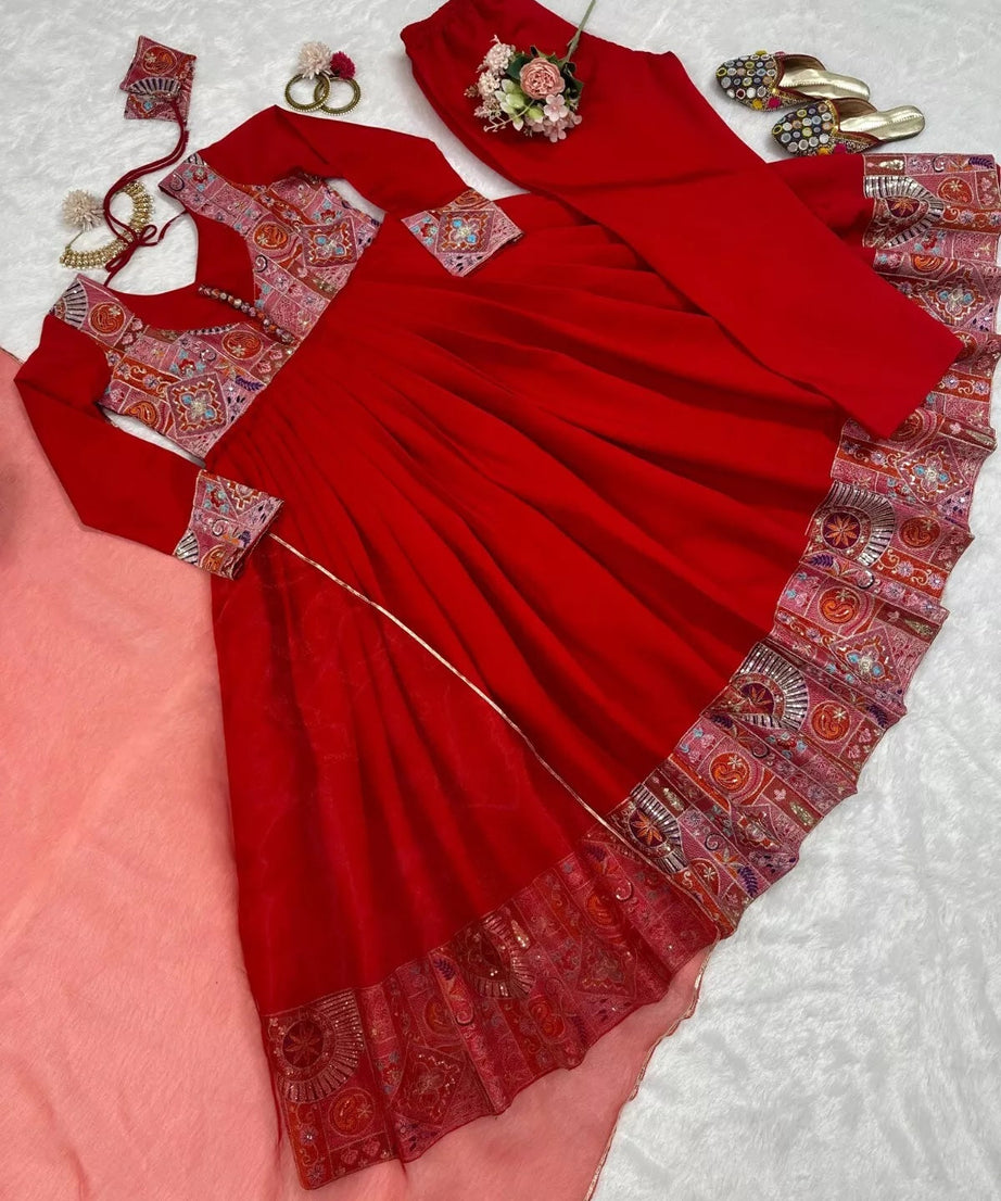 Roman Silk With Sequence Work Salwar Kameez Suit