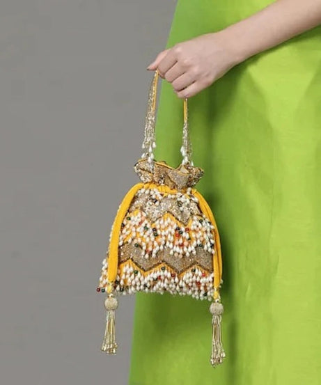Dangle Embellished Velvet Potli Bag