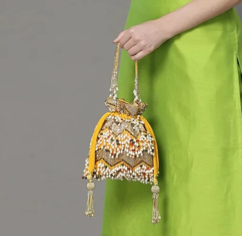 Dangle Embellished Velvet Potli Bag