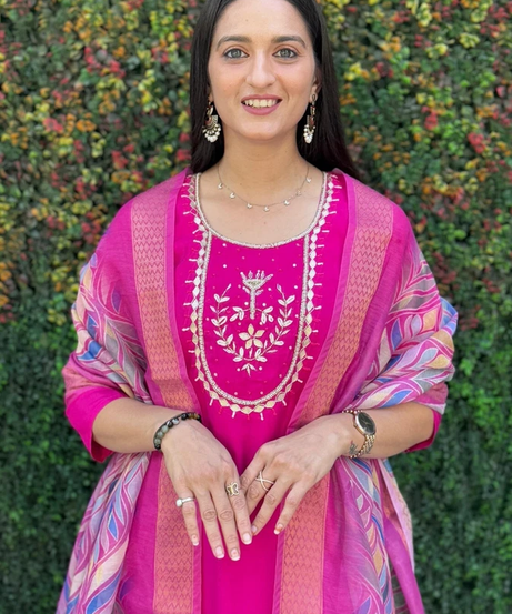 Beautiful Premium Roman Silk Designer Full Stitched Top Pant & Dupatta Set 12-KR