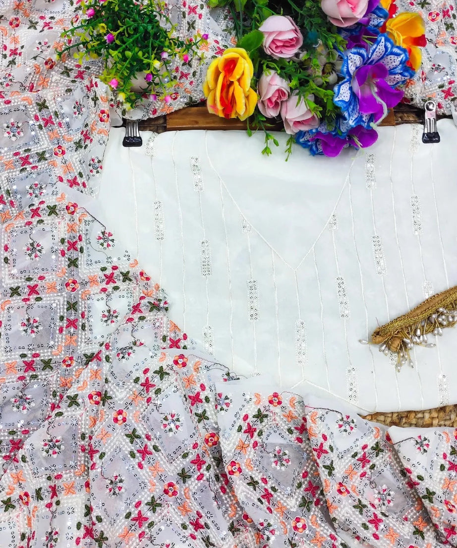 Georgette Beautiful Designer Saree, Party Wedding Sari & Blouse