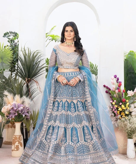 Exclusive Stitched Premium Net Wedding Function  Lehenga Blouse With Dupatta 15-MA