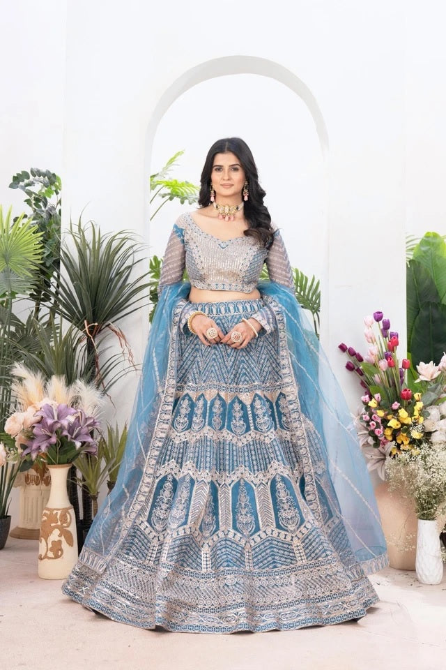 Exclusive Stitched Premium Net Wedding Function  Lehenga Blouse With Dupatta 15-MA