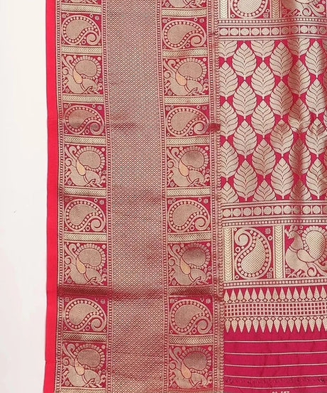 Traditional Banarasi Silk Saree with Gold Zari Weaving Sari & Blouse