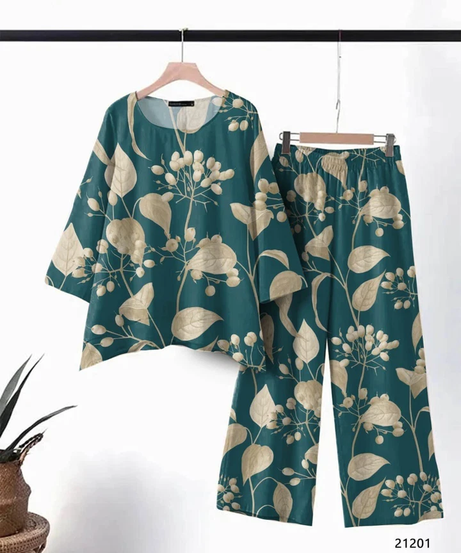 Women's Wear Pure cotton print with tone concept Top With Plazo co-ord set 12-SH