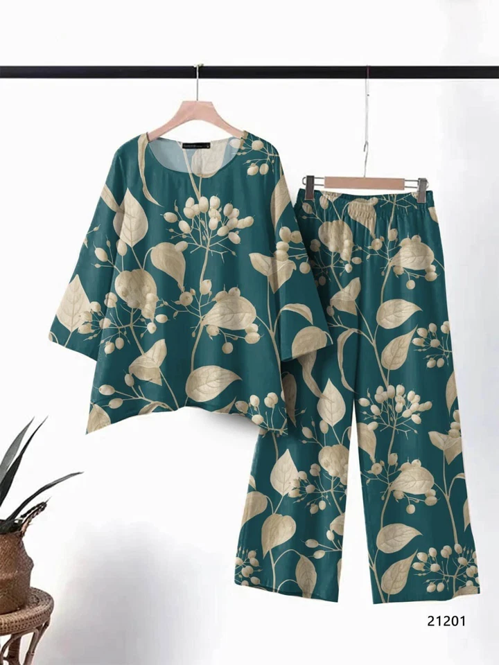 Women's Wear Pure cotton print with tone concept Top With Plazo co-ord set 12-SH