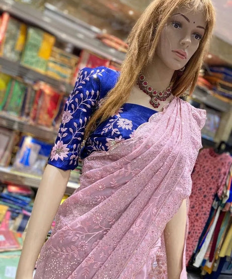 Traditional Classic Stylish Georgette Saree,Party Wedding Wear Sari Blouse