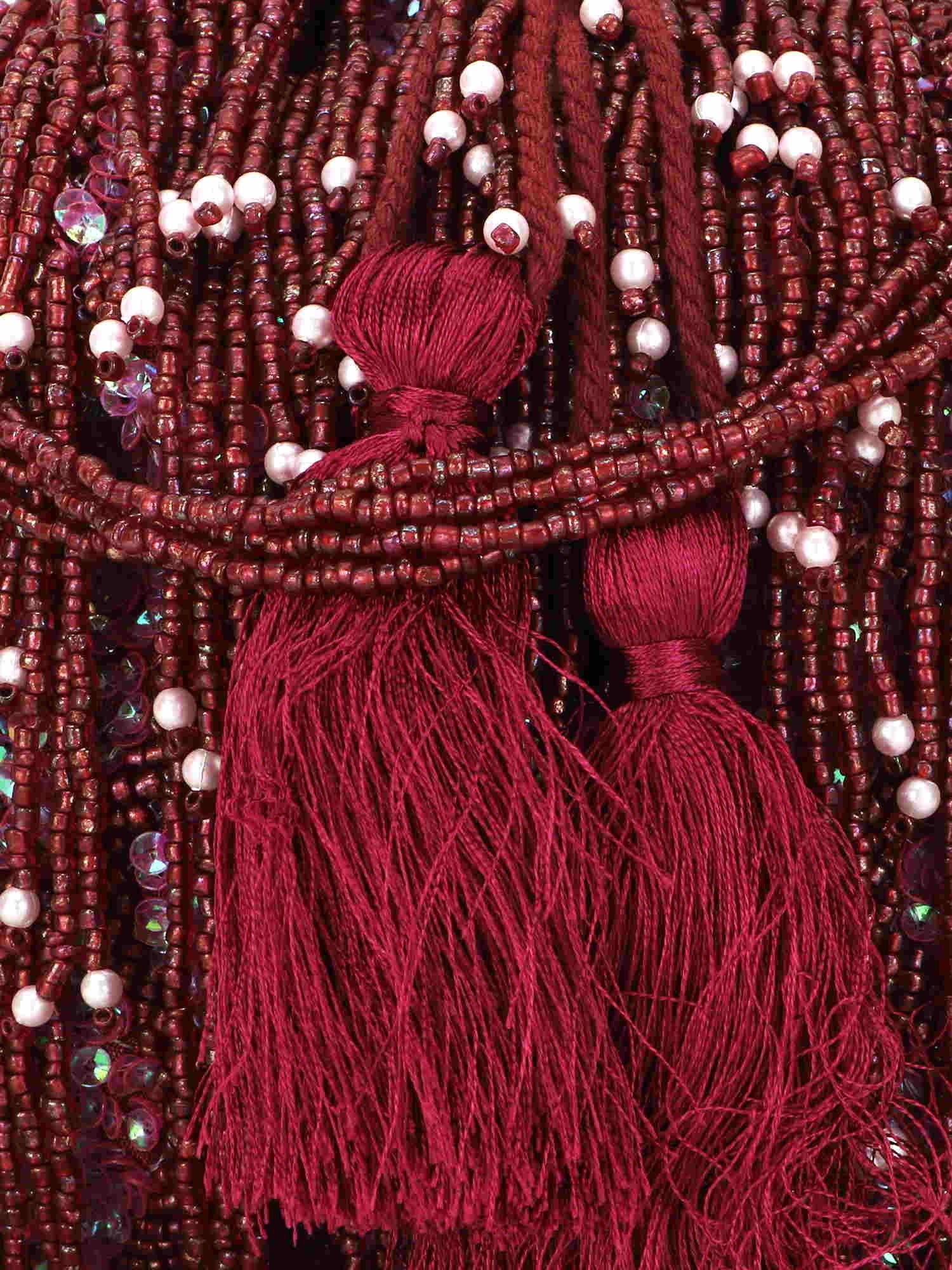 Dangle Abstract Embellished Velvet Potli Bag