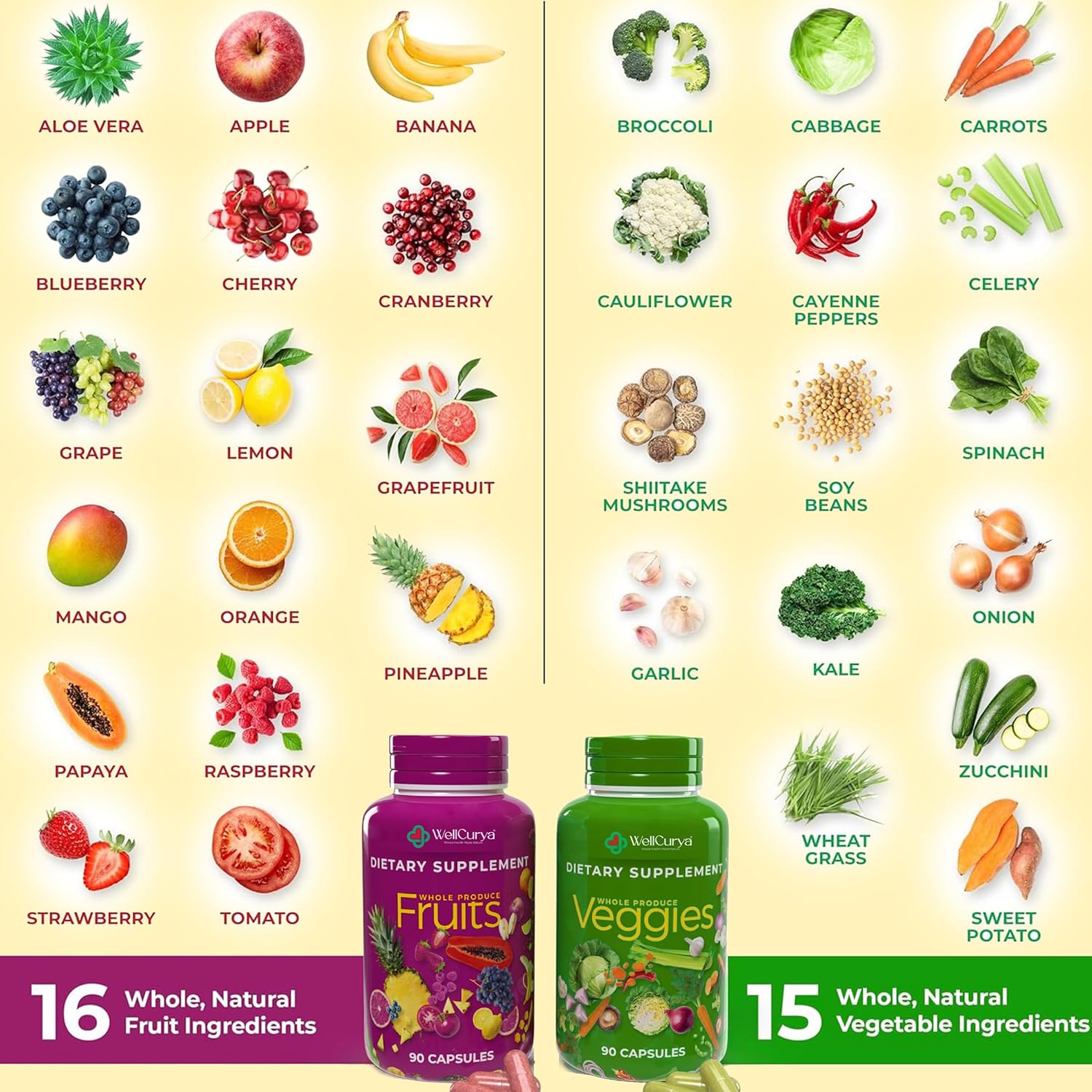 WELLCURYA Mixed Fruit & Vegetable Powder – 90g, Food-Grade Blend