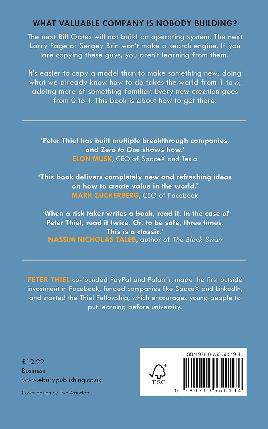 Zero to One and  Zero to One By Peter Thiel :- Paperback