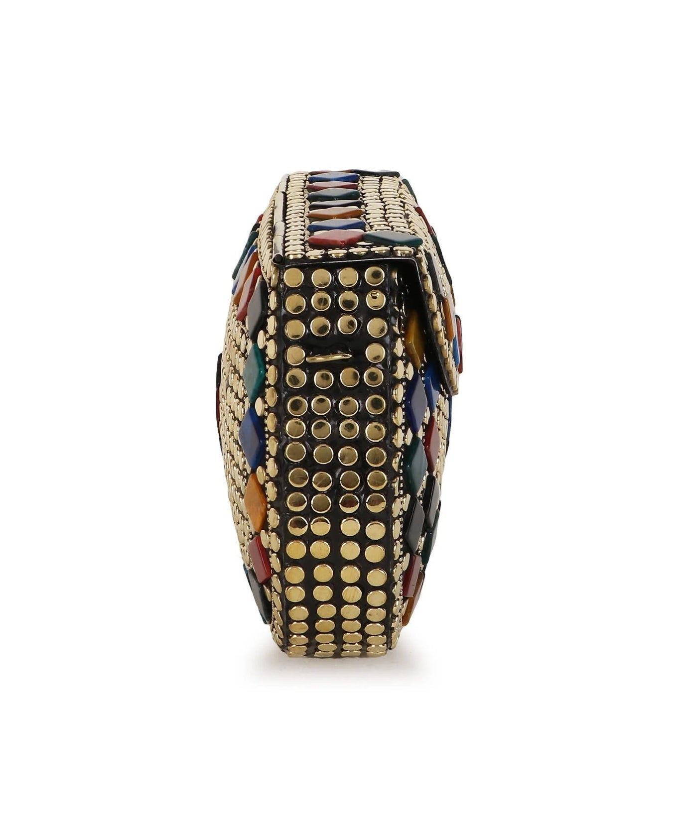 Mosaic Embellished Metal Clutch