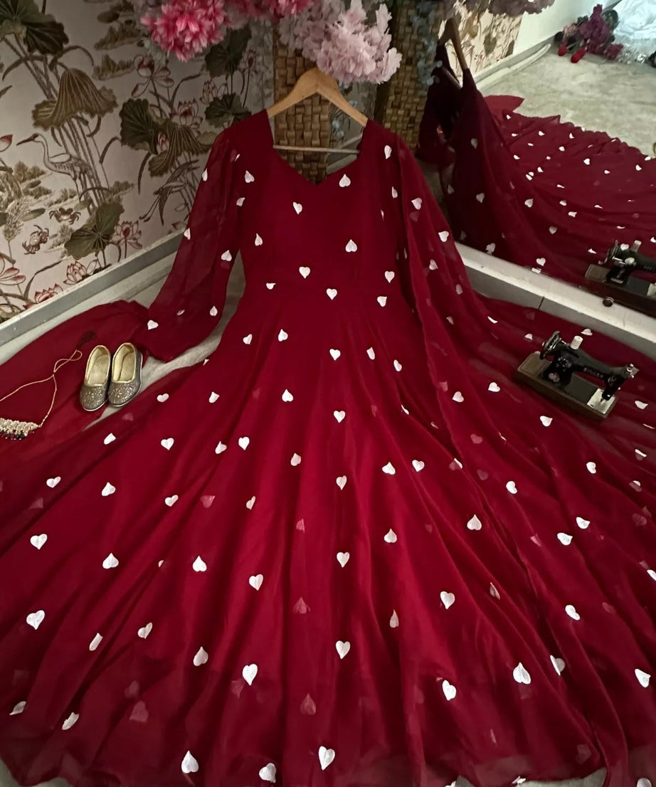 Faux Georgette Anarkali Gown Bottom & Dupatta