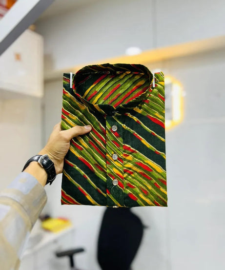 Cotton With Heavy Foil Print Kurta Pajama Set For Men's