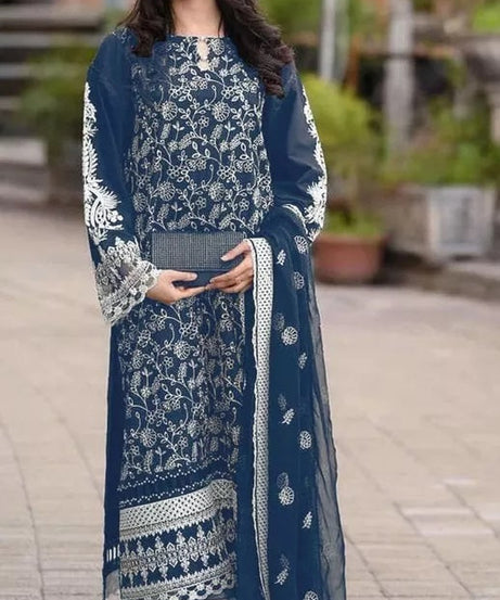 Georgette With Embroidery Work Pakistani Top Bottom With Dupatta