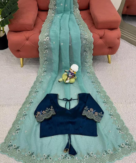 Party Wedding Wear Stylish Crunchy Silk Saree,Traditional Festival Sari