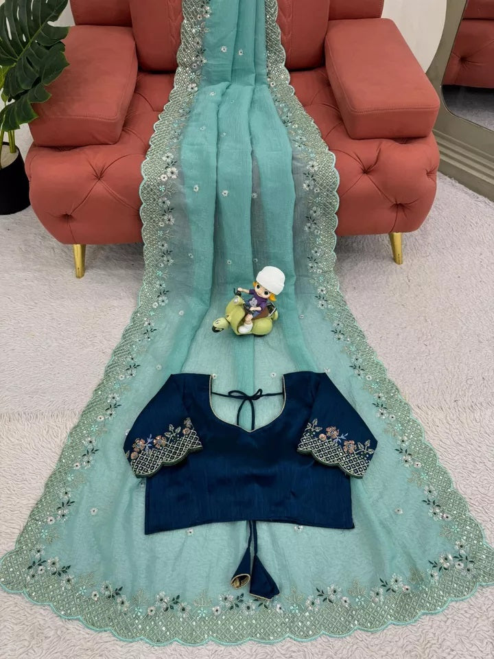 Party Wedding Wear Stylish Crunchy Silk Saree,Traditional Festival Sari