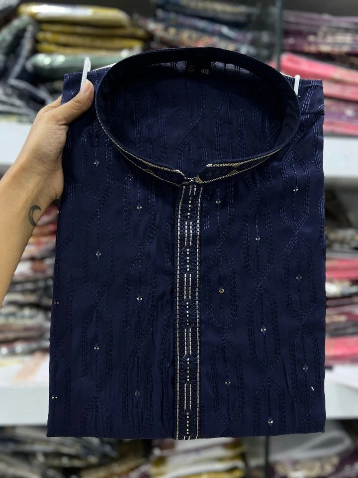 Premium Silk Kurta Pajama Set For Men's, Wedding Wear Pair For Men's