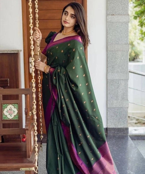 Banarasi Soft Silk Wedding Saree With Jacquard Border Blouse fancy Saree11-KT