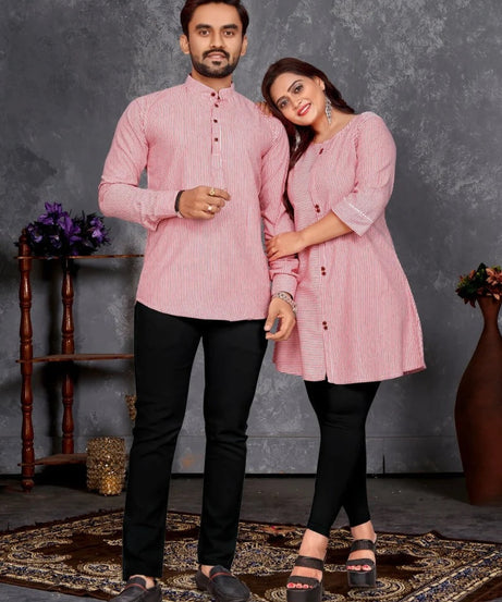 Premium Linen Cotton Couple Combo Set