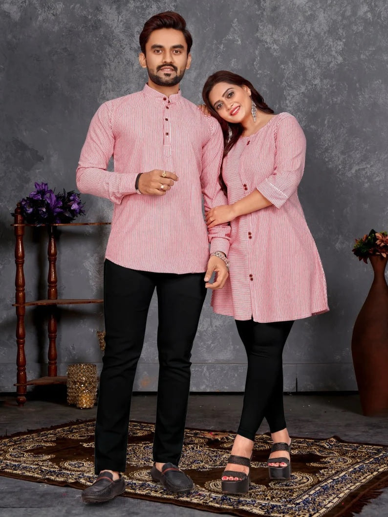 Premium Linen Cotton Couple Combo Set