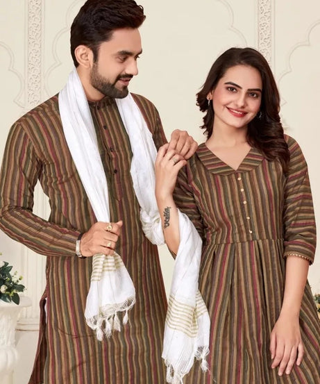 Pure Linen Cotton Couple Combo Set