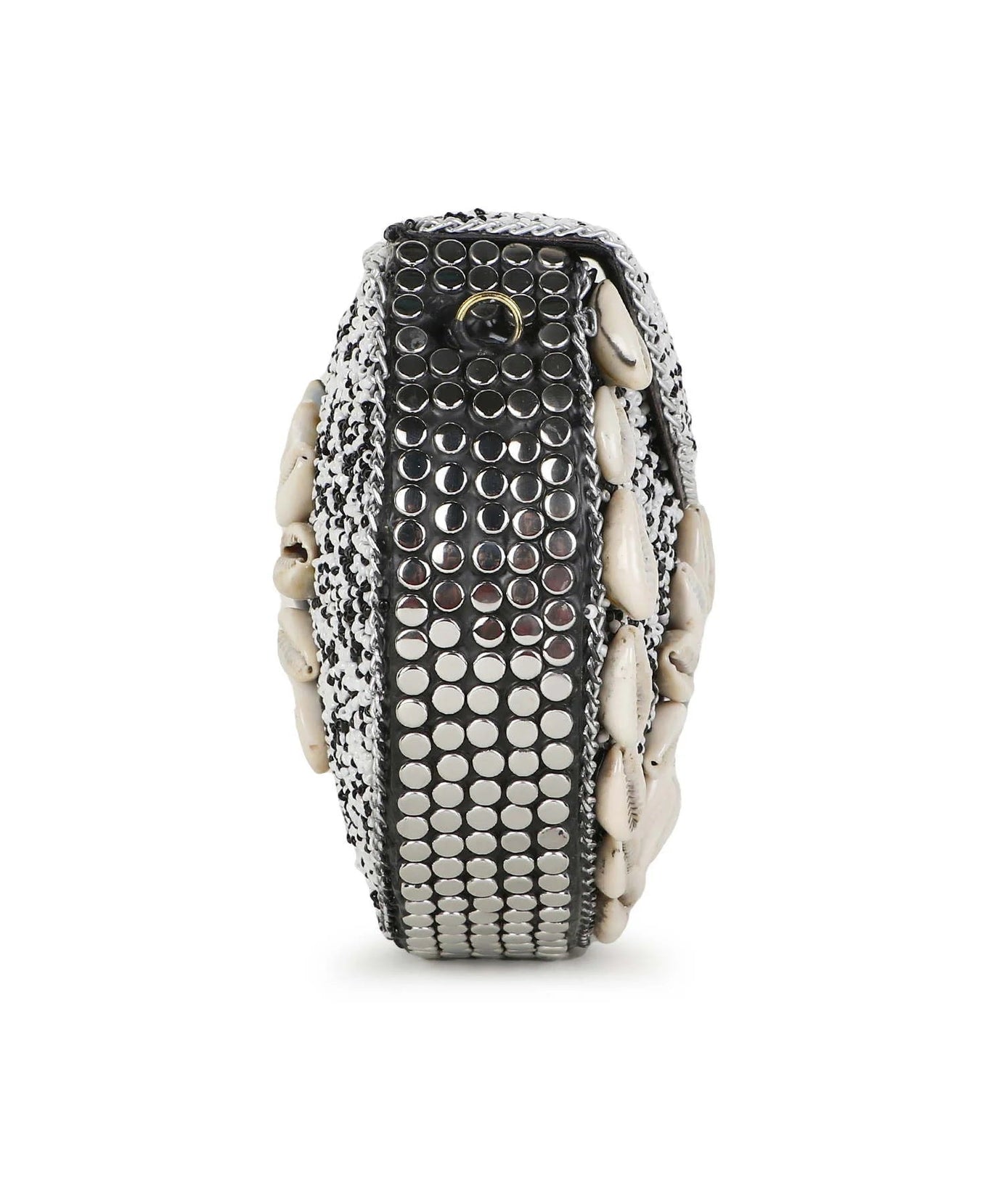 Mosaic Shell Embellished Metal Clutch