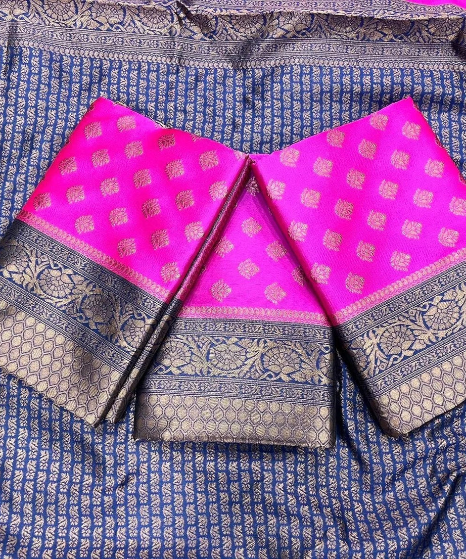Traditional Soft Lichi Silk With  Jacquard Work  Sare & Blouse