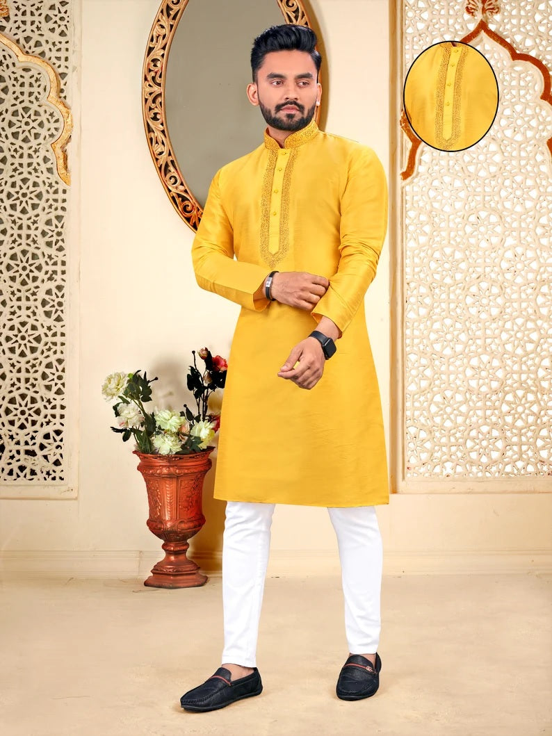 Malbari With Embroidery Work kurta Polo pant Set