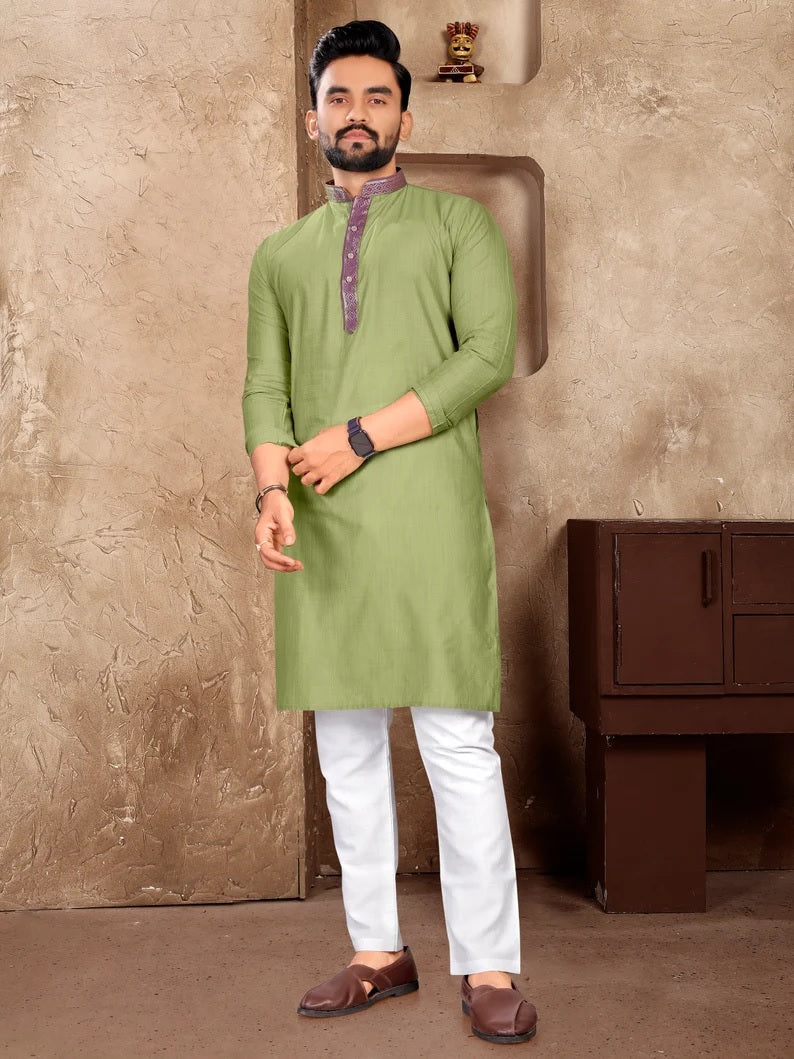 Men's Linen Silk kurta Pajama Set