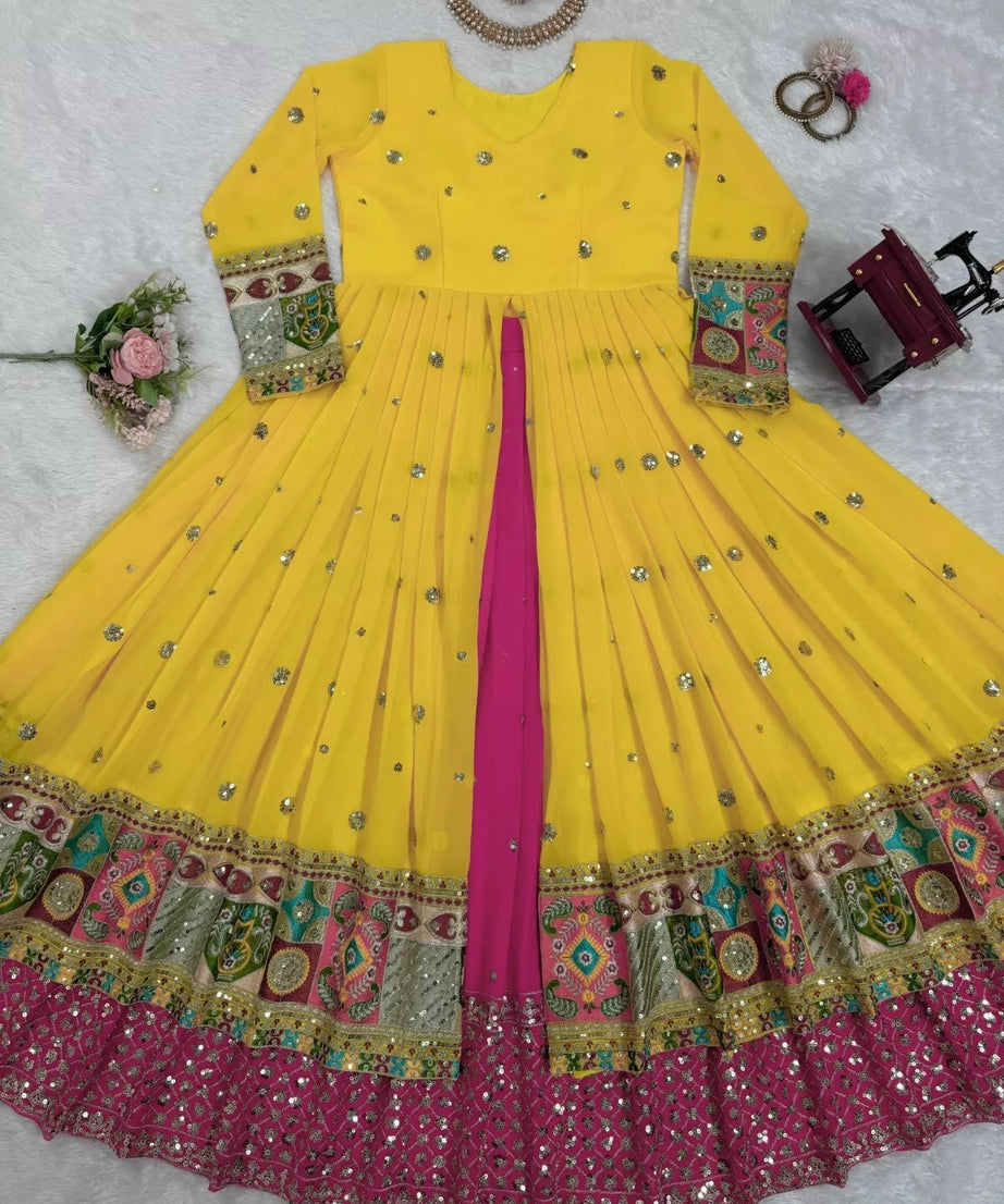 Faux Georgette With Sequence Work Top Lehenga & Dupatta Set