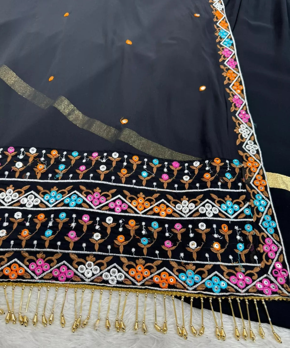 Festival Style Faux Georgette Lehenga Blouse Dupatta