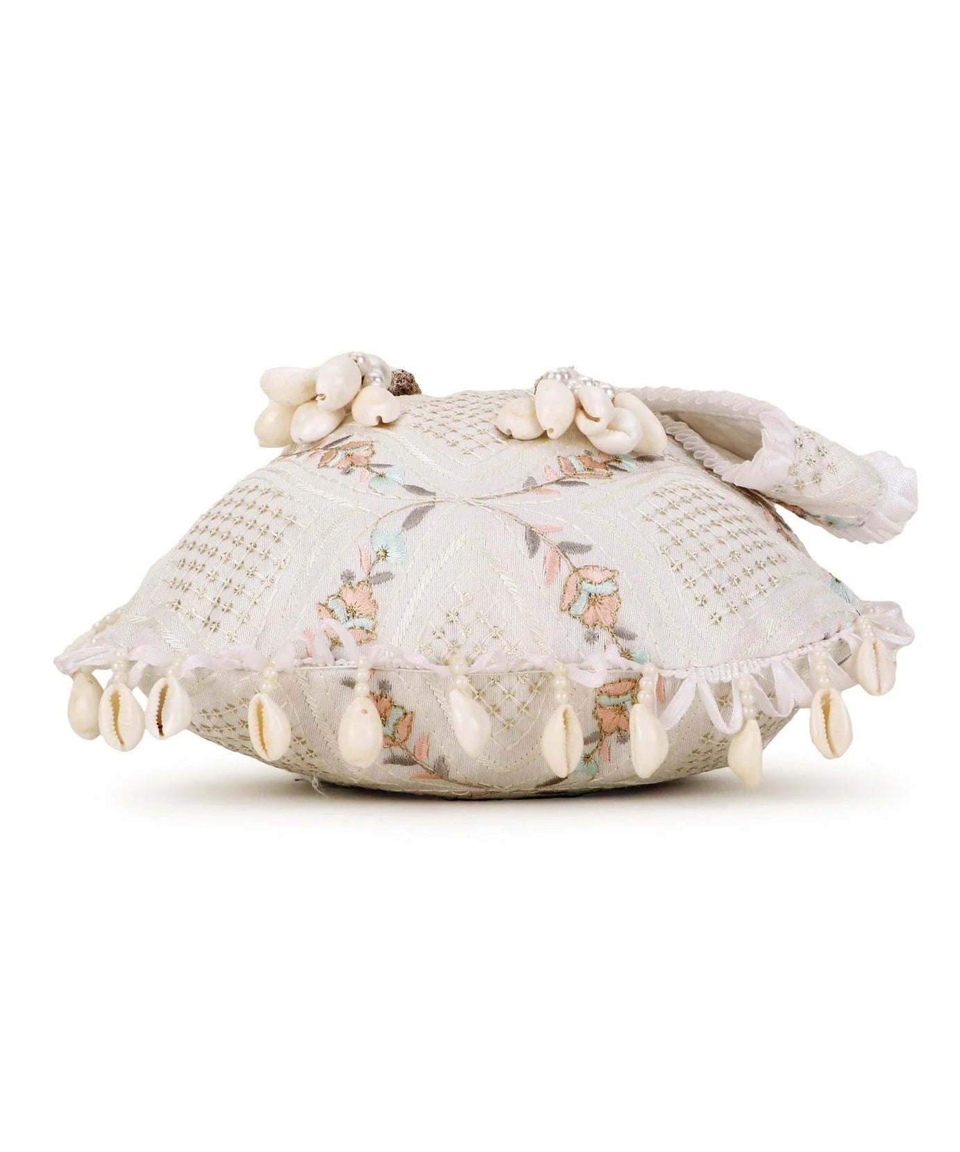 Dangle Stone work Embroidered Faux Silk Potli Bag