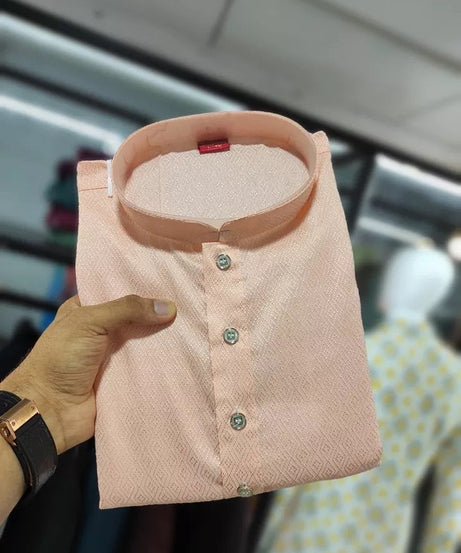 Traditional Wedding Wear Soft Jacquard Silk Stitched Kurta Pajama For Men's