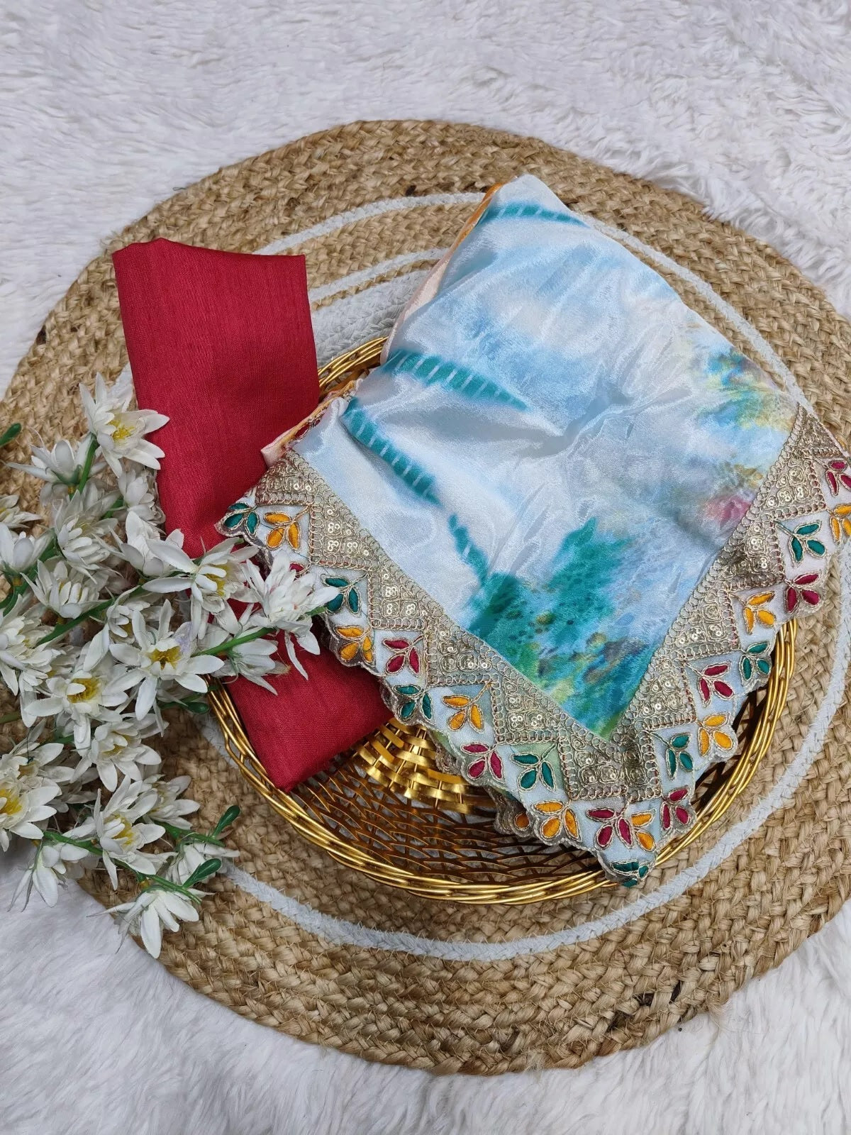 Soft Chinon Silk Printed Designer Sari With Blouse