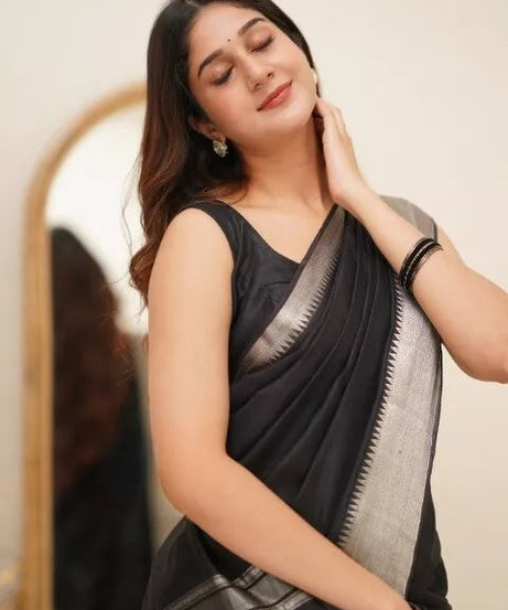 Black Faux Georgette Fancy Traditional Look Saree with Blouse