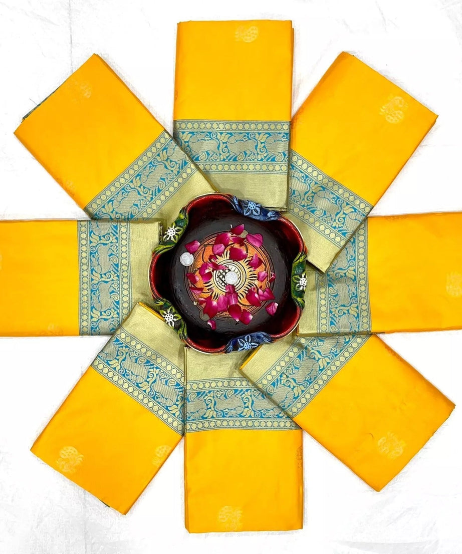 Soft Lichi Silk &  Jacquard Work Saree With Blouse