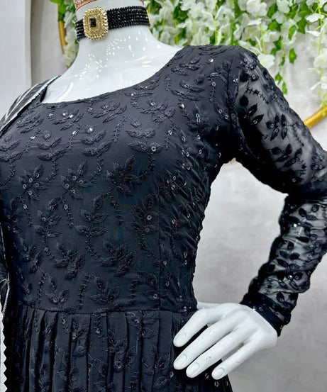 Designer Festival Wear Full Stitched Faux Georgette Top Pant Dupatta