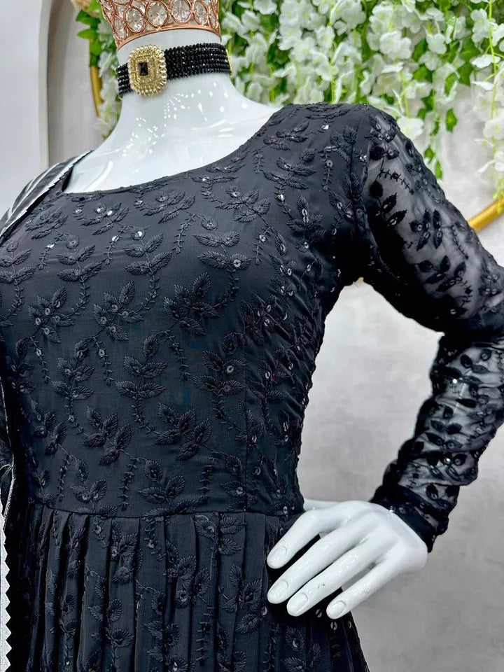 Designer Festival Wear Full Stitched Faux Georgette Top Pant Dupatta