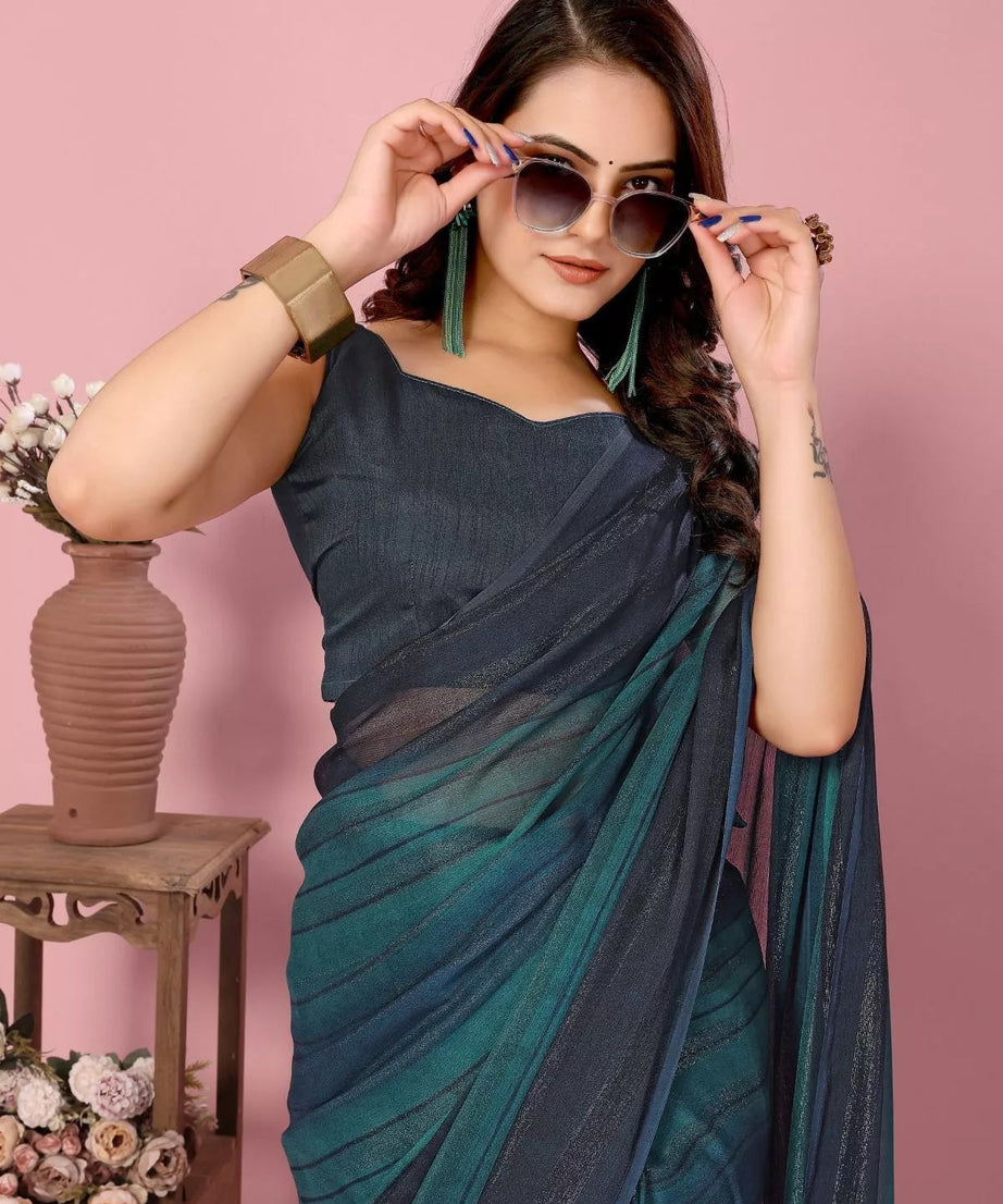 Traditional Rangoli Zari Silk Saree Blouse