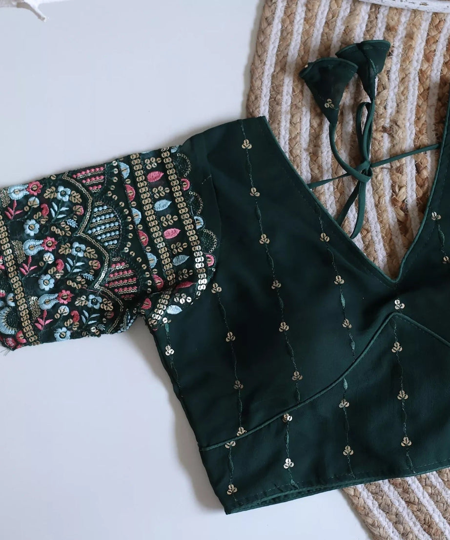 Party Wear Ethnic Full Stitched Strawberry Silk Blouse & Choli