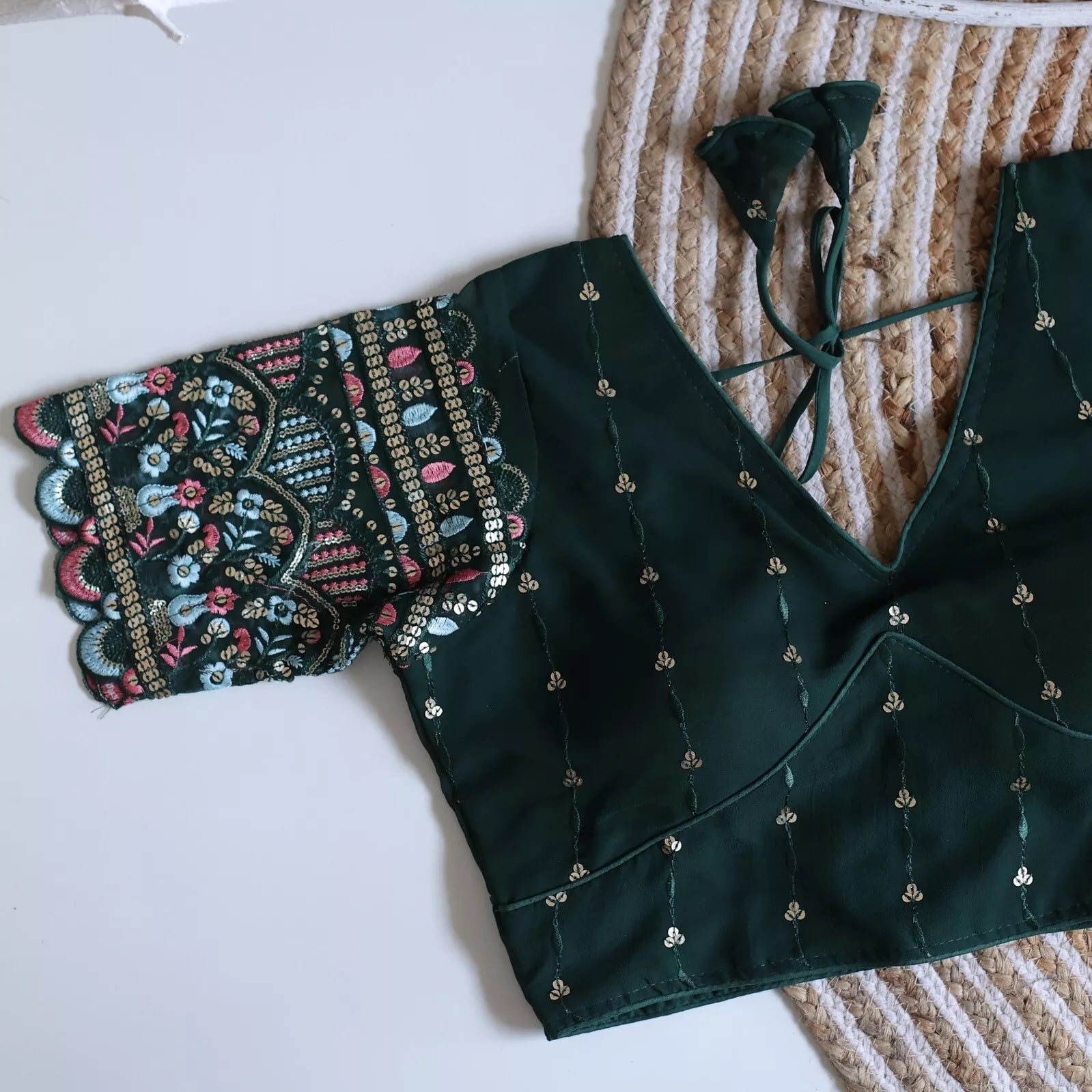 Party Wear Ethnic Full Stitched Strawberry Silk Blouse & Choli