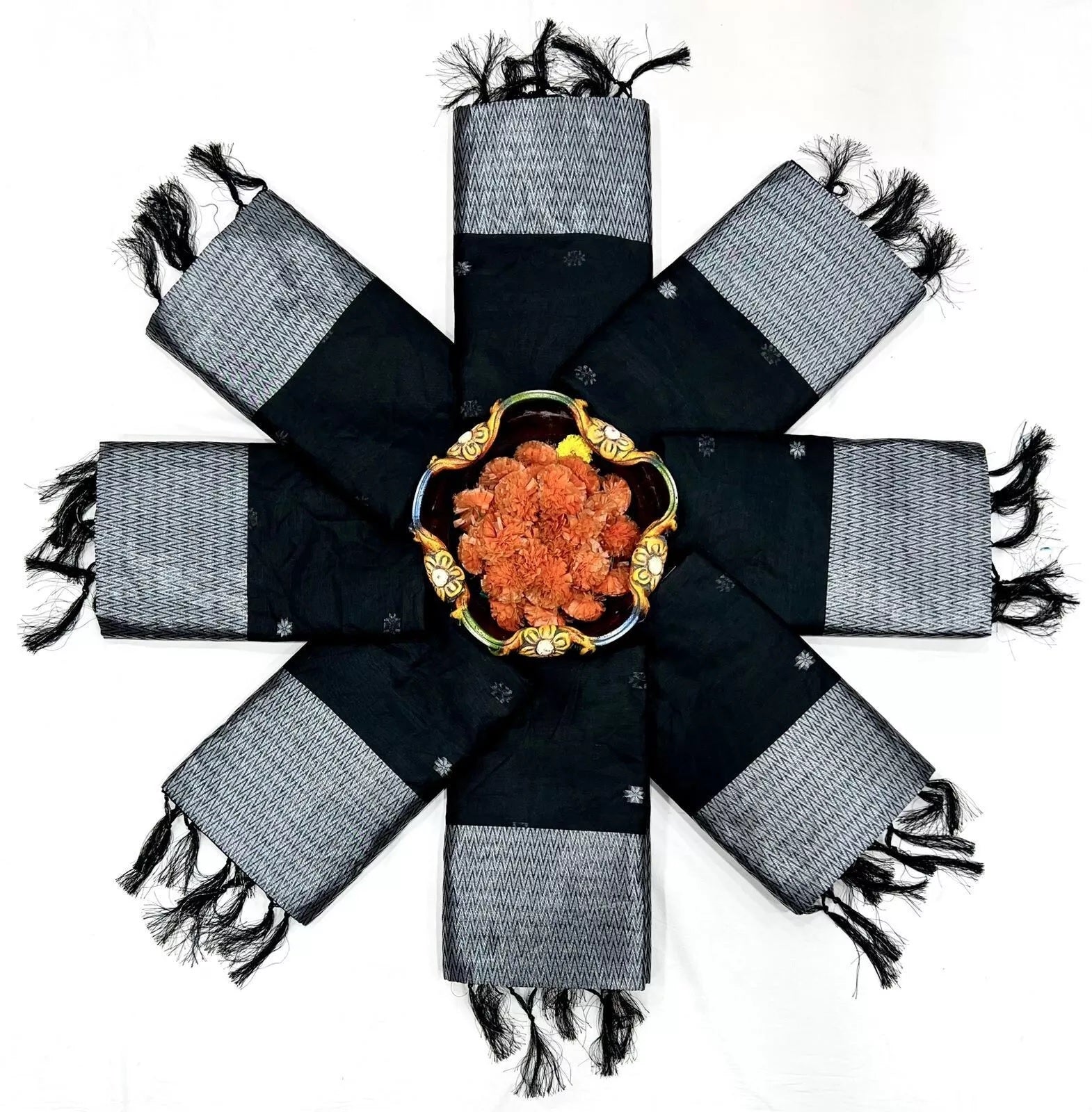 Black Soft Linen Slub Designer Saree,Classic Sari Blouse