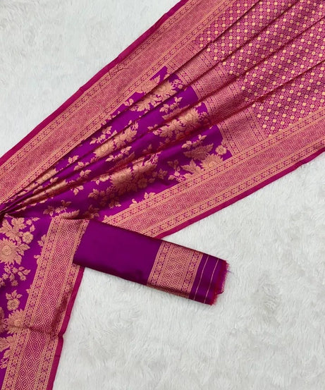 Designer Women's Lichi Silk Saree With Blouse, Traditional Wedding Sari