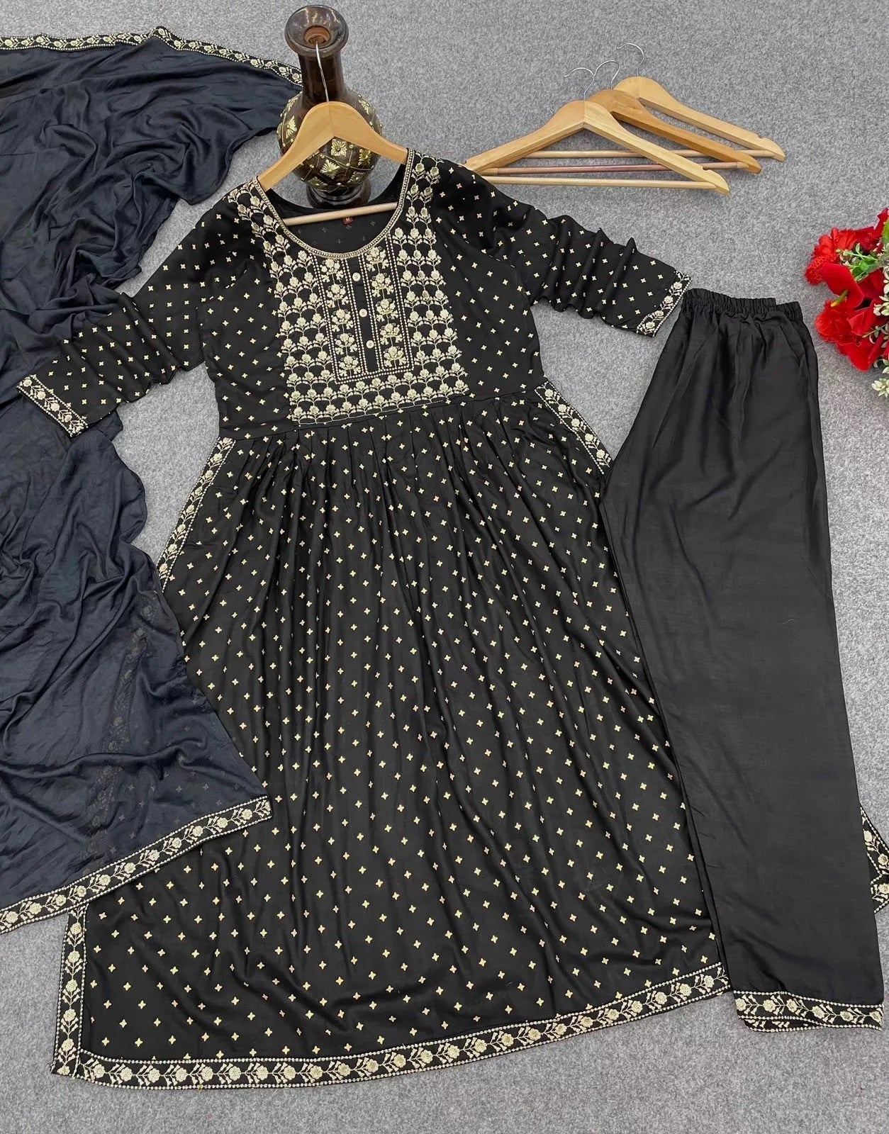 Chinon With Embroidery Work  Salvar Kameez With Dupatta