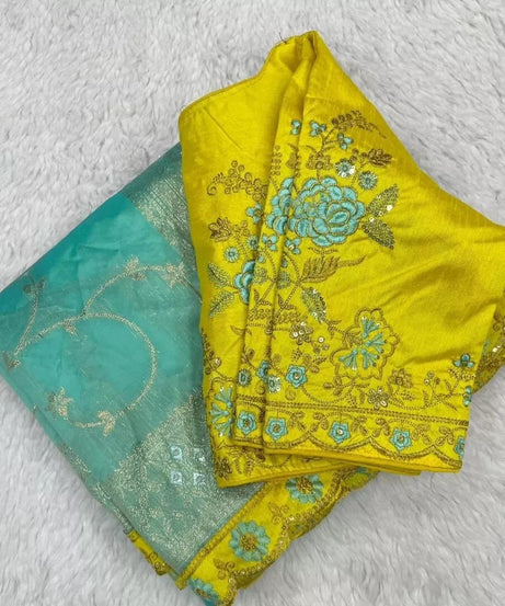 Lichi Silk With Rich Zari & Badla Zari Work Rich Embroidery Lace Saree With Blouse