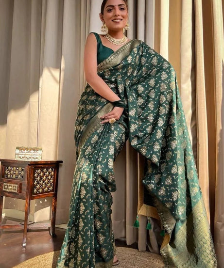 Women's Designer Banarasi Soft Silk Sari With Blouse
