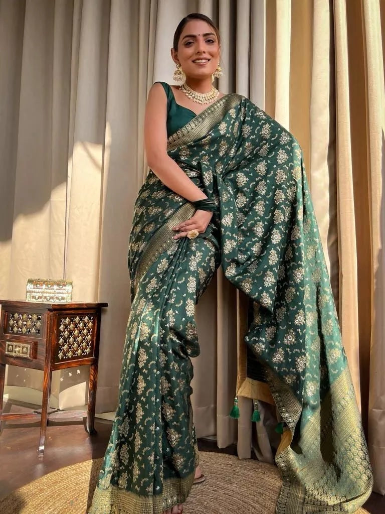 Women's Designer Banarasi Soft Silk Sari With Blouse